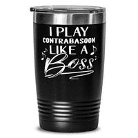 Забавен подарък за Контрабасон играч чаша черно 20оз вакуумно изолирана неръждаема стомана подарък за музикант като шеф