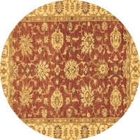 Ahgly Company Indoor Round Oriental Brown Traditional Area Rugs, 6 'Round