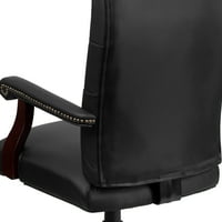 Flash мебели Марта Вашингтон Черна Leathersoft Изпълнителен въртящ се офис стол с оръжие