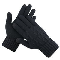 В продажба термични ръкавици за мъже сензорен екрани ръкавици зимни топли ръкавици сензорен екран от разтягане дебел плетен ветровити ръкавици с пет пръсти, черни