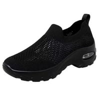 KPOPLK Женски плъзгач на обувки за ходене Леки маратонки за пътуване се подхлъзвайте на обувки за жени черни, 9