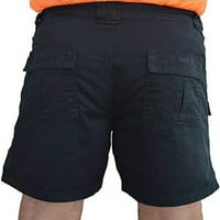 Колиша Мъже плажни шорти Плътен цвят Лято Къси панталони мулти-джобове дъна Салон Празник бутон товар Черно л