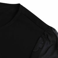 Летни ризи с къс ръкав за жени Нагънат дамски дрехи Плътен цвят дантела блуза женска мода уютни върхове О-врата риза за момичета Черно М