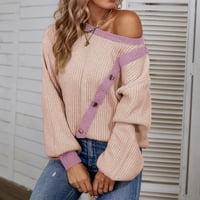 Durtebeua Женски пуловери за паднали капки за джъмпер на рамо за офис големи пуловерни ризи