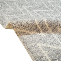 Вълна тъмно сив килим 6 '8' модерна ръка, плетена марокански килим с размер на шеврон