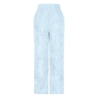 Суитчъни жени торбисти графични женски твърди велпалични сплайсинг панталони Светло синьо XL
