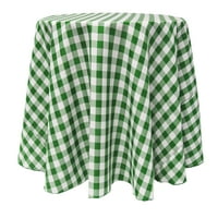 Ultimate Textile Round Polyester Gingham checkered покривка - за пикник, употреба на парти на открито или на закрито, мъх и бяло
