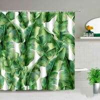 Зелено тропическо растение A палмово листо завеса за душ пролетна тема кокосово банан листа модна домашна баня декор завеси