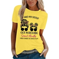 Тениски Sunhillsgrace за жени сестри флорални отпечатани кръгли шия с къс ръкав топ тениска тениска горна блуза