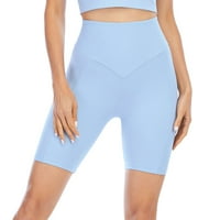 Lu's Chic Hic Women High Sworts Shorts Yoga Biker Buser Soft Sutpants Workout Кльощава удобна йога къси панталони светлосини 8-10