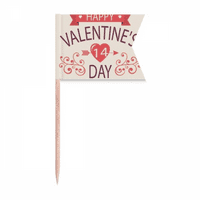 Червен щастлив Свети Валентин Сърце стрелка Флагове за клечка за зъби етикетиране на маркировка за парти торта хранителна плоча