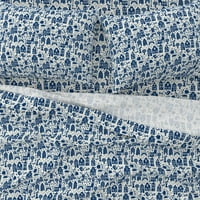 памучни чаршафи, кралски комплект-Делфт холандска вятърна мелница синьо народно изкуство пътуване град стар печат обичай легла от лъжица цвете