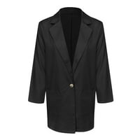 Soyxzc костюм палто за жени отворен фронт плътно цвят жилетка за външни дрехи Работен офис Блейзър яке Леки палта с дълъг ръкав с дълъг ръкав