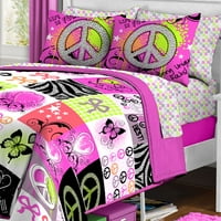 Уникален мирен знаци Twin Comforter възглавница Sham Set