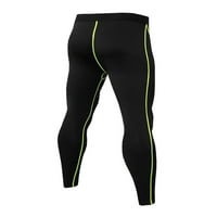 Бомоту Мъжки активни компресия панталони Плътен цвят ежедневни гамаши спорт тънък годни линия отпечатани Фитнес Чорапогащи Черно зелено 3ХЛ