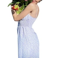 Karuedoo Women's Summer Cami рокля с цветя печат спагети каишка отпред вратовръзка отворена гръб дълга рокля за парти лилаво s