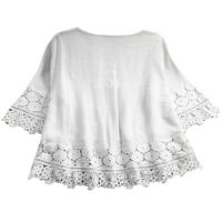 Niuer жени върхове v шия блуза с половин ръкав ризи ежедневна туника риза флорален принт бял m