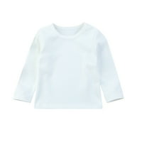 Нов стил плътно цвят сладко дете новородени деца бебета момичета памучно топло облекло тениски тениски