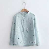 Wendunide ризи с дълъг ръкав за жени Модни бутон за печат с дълъг ръкав Корея