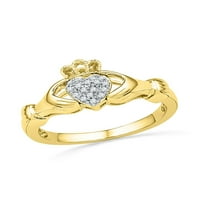 Бижута 10kt жълто злато дамски кръг диамант клада за ръце и сърце клъстер пръстен cttw