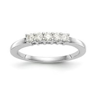 14k бяло златна пръстенна лента сватба заоблен диамантен кръг, размер 9