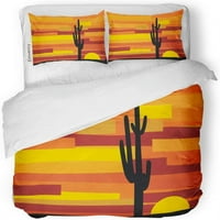 Комплект спално бельо оранжево залез Аризона в пустинята червен югозападен пейзаж с двойно покритие за одеяло с възглавница за декорация за домашно спално бельо