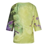 Дамски летни върхове мода Множество V-образно деколте за ежедневен ръкав Топ блуза тениска дълбока дантела V-образна тениска за жени за жени