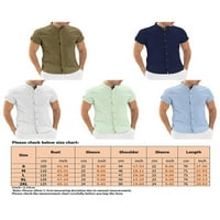 Sanviglor Mens Blouse Button Up летни ризи с къси ръкави върхове тънък приготен тениска празнична тройка светло зелено xl