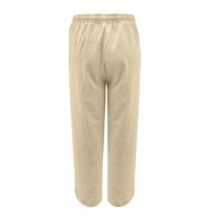 Дамски ежедневни панталони за лесни летни теглене с висока талия палац панталони с широки панталони с джобове, каки, ​​xxl