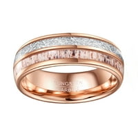 Мъже жени волфрамов карбид розов златен пръстен Antler Imatition Meteorite Inlaid