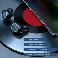 Searlessin Wireless Bluetooth-съвместимост уши в зареждане на уши BO 9D Digital Display Walkhone Earphone с микрофон Черен малък екран
