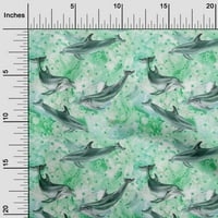 Oneoone Georgette Viscose Sea Green Fabric Ocean Dolphin Fabric за шиене на отпечатана занаятчийска тъкан край двора широк