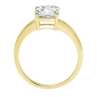 2. CT Brilliant Asscher Cut Synthetic Moissanite 14K Жълто златен пасианс пръстен SZ 4.75