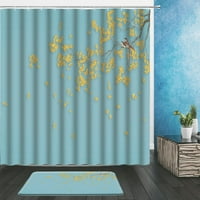 Китайски стил душ завеси мастило боядисване цветна птица пролет пейзаж модел декор за баня плат плат Света с фланелна постелка