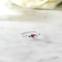 Скъпоценен Камък ЦАР 0. Кръгъл розов турмалин 10к пръстен бяло злато