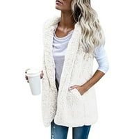 Dtydtpe Tank Top for Women Vest Winter Warm Hoodie Outwear Небрежно палто шерпа яке Женски върхове Зимни палта за жени