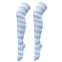 Fdelink чифт коледни високи дълги чорапи за дамски над чорапи на коляното коледни партита чорапи коляно високи дълги райета чорапи, чорапи, средна тръба чорапи