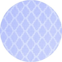 Ahgly Company Machine Pashable Indoor Round Trellis Blue Modern Area Rugs, 7 'Round