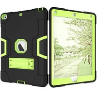 Случай за iPad 2 -ри 3 -ти 4 -ти ген, Kickstand Shockproof Kids Proof Case Heavy Duty High Image устойчив на хибриден три слоя грапав защитник на цялото тяло, черен+verdant