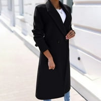 Бфзл жени палто клирънс жените Ревера Плътен цвят Бутон яке дълъг ръкав жилетка върховете палто блуза черно ШЛ
