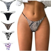 Sksloeg g-string ремъци за жени секси бикини реколта цвете отпечатано отдолу от ниско издигане g-string гащи с ниска талия t гръбна струна подарък за жени, бял m