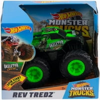 Камиони за чудовища с горещи колела 1: Мащаб на скелет екипаж Rev Tredz Toy Truck