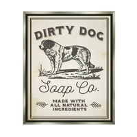 Ступел индустрии Мръсни куче сапун Ко Реколта знак блясък сива рамка плаващо платно стена изкуство, 16х20