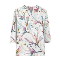 Royallove дамски ризи Женски моден ежедневен седма ръкав отпечатан тениска с тениска с омагьосване