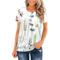 Блузи за жени мода флорални Екипажа врата къс ръкав Удобни ризи лято случайни насипни Ваканция Дамски върхове