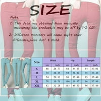 Дамски ежедневни панталони за работа жени Високи води Мода Жан Класически плътен цвят глезена дънки Случайни Редовни плътно прилепнали дънки