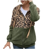Ifshaion женски якета от руно леопардов печат с дълги ръкави с дълъг ръкав с дълги ръкавици