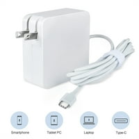 -Mains White 65W AC адаптер зарядно устройство USB-C кабелен кабел за Lenovo Yoga 7i 15ITL 82BJ0001US 2-in-laptop