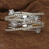 Пръстени за жени мода дамски диамант ажурна разделяне пръстен циркон годежен пръстен