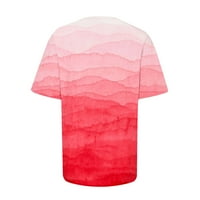 Cacommark pi дамски върхове клирънс женски отпечатана тениска с кръгла шия не ежедневни къси ръкави блуза червено